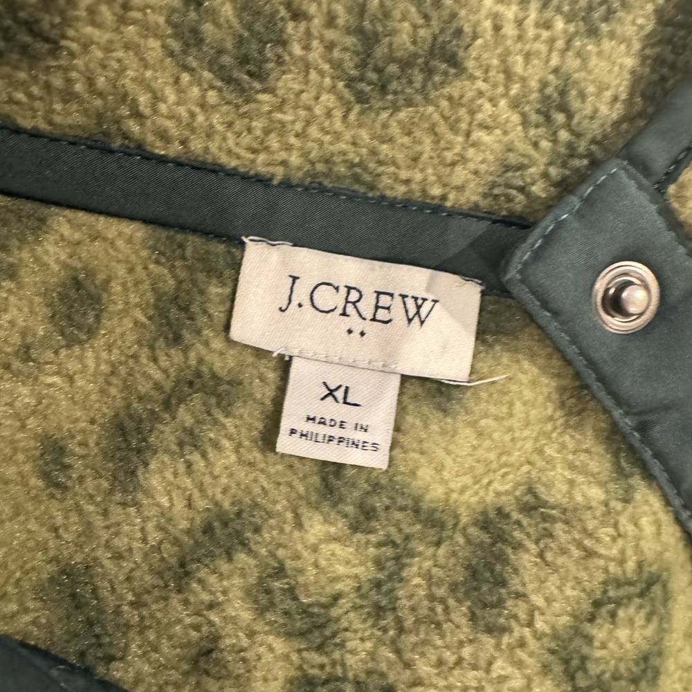 Green Leopard Print J Crew Fleece Pullover - Picture 4 of 6